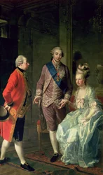 Erzherzog Maximilian Franz besucht Marie Antoinette (1755-93) und Ludwig XVI. (1754-93), um 1775
